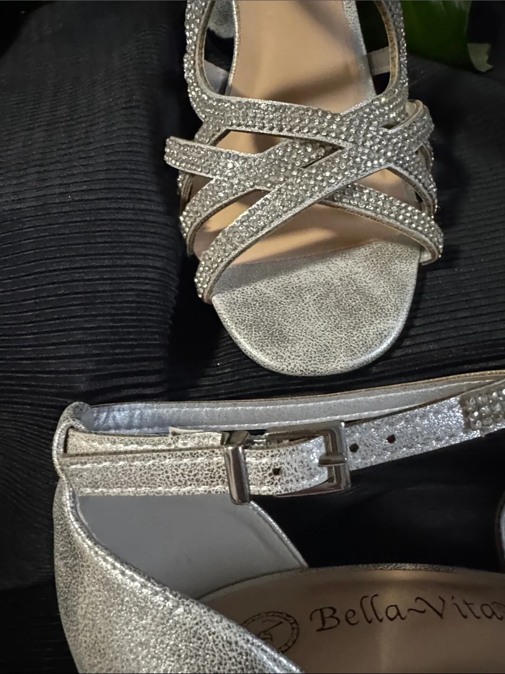 Bella Vita Aliette Silver Rhinestone Accents Heeled Dress Sandal - Women's 6.5W